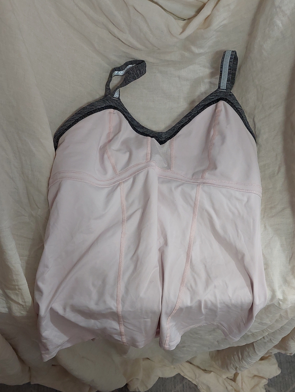 lululemon athletica Light Pink Sports Bra with Charcoal Trim L